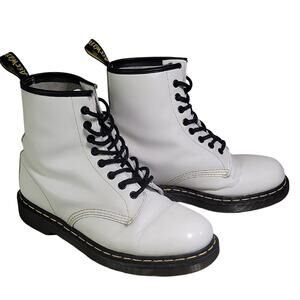 Dr. Martens 1460 White Leather Lace Up Combat Boots Womens Size 10 Mens Size 9